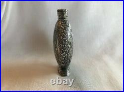 Vintage To Older Persian Perfume Talc Bottle Silver Unsigned