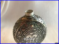 Vintage To Older Persian Perfume Talc Bottle Silver Unsigned