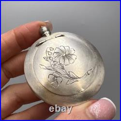 Vintage USSR Silver 875 Compact Powder Box Compact Make Up Perfume Flask Bottle Vintage USSR Silver 875 Compact Powder Box Compact Make Up Perfume Flask Bottle