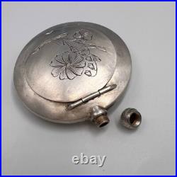 Vintage USSR Silver 875 Compact Powder Box Compact Make Up Perfume Flask Bottle Vintage USSR Silver 875 Compact Powder Box Compact Make Up Perfume Flask Bottle
