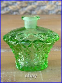 Vintage Uranium Glass Art Deco Style Perfume Bottle 3 Beautiful Glow