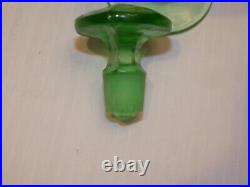 Vintage Uranium Glass Green Vanity Perfume Bottle, Flower Etch