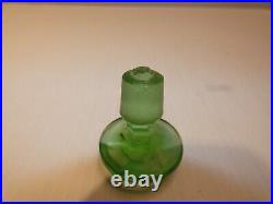 Vintage Uranium Glass Green Vanity Perfume Bottle, Flower Etch