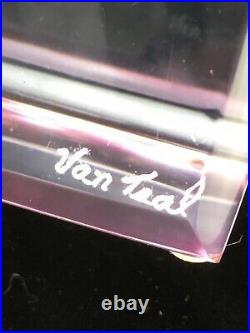 Vintage Van Teal Lucite Acrylic Perfume Bottle Sculpture Pink & Clear 11.5