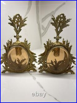 Vintage Vanity Ormulo Gilt Filigree Glass Perfume Dove Cherub Bottle French Sty