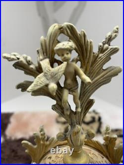 Vintage Vanity Ormulo Gilt Filigree Glass Perfume Dove Cherub Bottle French Sty