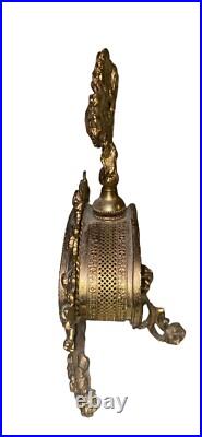 Vintage Vanity Perfume Bottle Large 8.5 Amber Glass Goldtone Roses