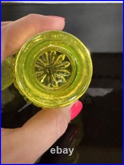 Vintage Vaseline Glass Canary Yellow Perfume Bottle Diamond Pattern EUC