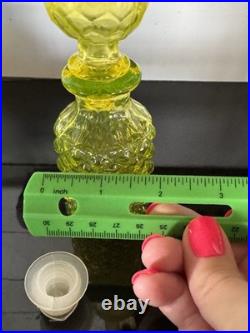Vintage Vaseline Glass Canary Yellow Perfume Bottle Diamond Pattern EUC