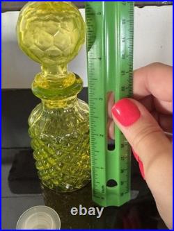 Vintage Vaseline Glass Canary Yellow Perfume Bottle Diamond Pattern EUC