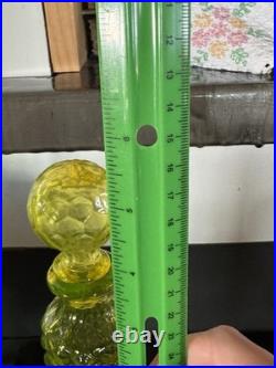 Vintage Vaseline Glass Canary Yellow Perfume Bottle Diamond Pattern EUC