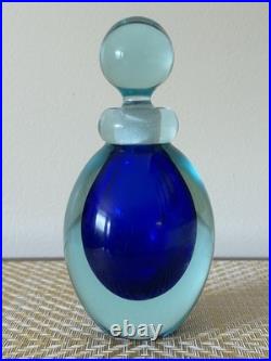 Vintage Venetian Italian Murano Glass Perfume Bottle With Stopper, Blue, 6
