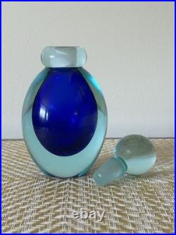 Vintage Venetian Italian Murano Glass Perfume Bottle With Stopper, Blue, 6