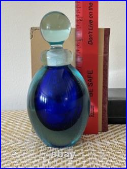 Vintage Venetian Italian Murano Glass Perfume Bottle With Stopper, Blue, 6