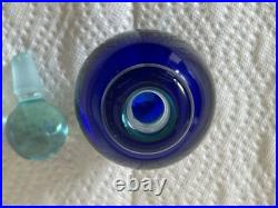 Vintage Venetian Italian Murano Glass Perfume Bottle With Stopper, Blue, 6