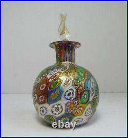 Vintage Venetian Murano Millefiori Glass Perfume Scent Bottle Flame Stopper