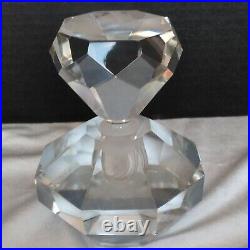 Vintage Very Large 5x4 Clear Hand Cut Glass Crystal Paperweight Perfume Bottle