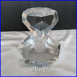 Vintage Very Large 5x4 Clear Hand Cut Glass Crystal Paperweight Perfume Bottle