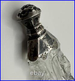 Vintage Victorian Cut Glass Ornate Dutch  Silver  Perfume Bottle Antique