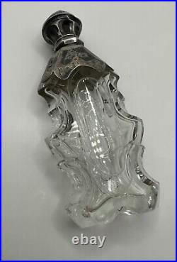 Vintage Victorian Cut Glass Ornate Dutch  Silver  Perfume Bottle Antique
