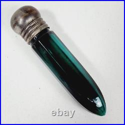 Vintage Victorian Green Glass Perfume Bottle Single Copper End Cap 8 Sided 4 Vintage Victorian Green Glass Perfume Bottle Single Copper End Cap 8 Sided 4