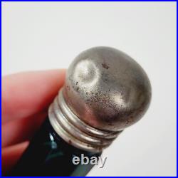 Vintage Victorian Green Glass Perfume Bottle Single Copper End Cap 8 Sided 4 Vintage Victorian Green Glass Perfume Bottle Single Copper End Cap 8 Sided 4