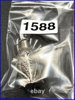 Vintage Victorian Nouveau Spun Silver Filigree Scent Perfume Bottle Pendant