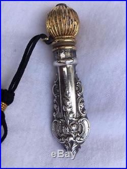 Vintage Victorian Repousse Sterling Silver Perfume Bottle