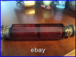 Vintage Victorian Ruby Red Glass Perfume Bottle / Flask Great Condition