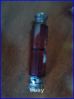 Vintage Victorian Ruby Red Glass Perfume Bottle / Flask Great Condition