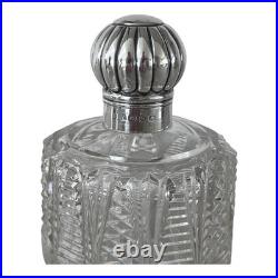 Vintage Victorian Sterling Silver Heavy Cut Glass Perfume Bottle