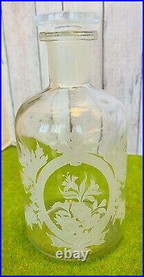 Vintage Victorian Style Etched Glass Bath Salts Apothecary Lot 4 IA