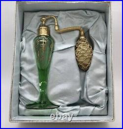 Vintage Volupte Perfume Bottle Atomizer Original Box Green Netted Bulb