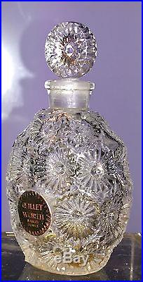 Vintage WORTH-Lalique OEILLET Perfume bottle 1/2 oz. Signed R Lalique GREAT LABEL