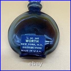 Vintage WORTH by JE Reviens Miniature Cobalt Blue Perfume Bottle 40% With Box