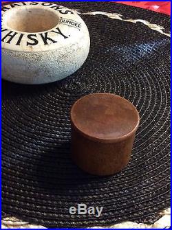 Vintage Watson's Whisky Dundee Match Holder Striker With Wood Cover Stoneware