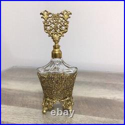 Vintage West Germany Ornate Filigree Perfume Bottle with Glass Dauber