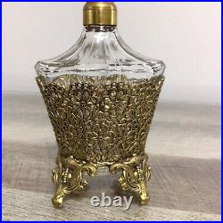 Vintage West Germany Ornate Filigree Perfume Bottle with Glass Dauber