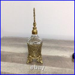 Vintage West Germany Ornate Filigree Perfume Bottle with Glass Dauber