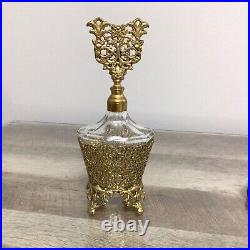 Vintage West Germany Ornate Filigree Perfume Bottle with Glass Dauber