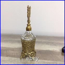 Vintage West Germany Ornate Filigree Perfume Bottle with Glass Dauber