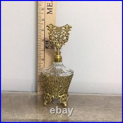 Vintage West Germany Ornate Filigree Perfume Bottle with Glass Dauber