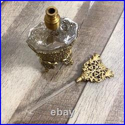 Vintage West Germany Ornate Filigree Perfume Bottle with Glass Dauber