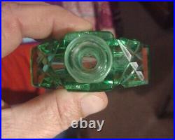 Vintage Women's Uranium Glass Perfume Bottle with Glass Stopper Collectible Used