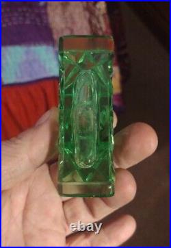 Vintage Women's Uranium Glass Perfume Bottle with Glass Stopper Collectible Used