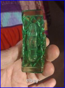 Vintage Women's Uranium Glass Perfume Bottle with Glass Stopper Collectible Used