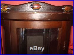 Vintage Wood Curio Cabinet withJeweled Top for Perfume Bottle or DollsGlass Panel