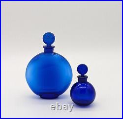 Vintage Worth Marked Art Deco Made in France Cobalt Blue Perfume Cologne Bottles