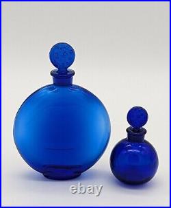 Vintage Worth Marked Art Deco Made in France Cobalt Blue Perfume Cologne Bottles