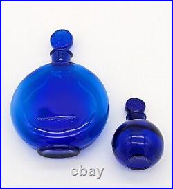 Vintage Worth Marked Art Deco Made in France Cobalt Blue Perfume Cologne Bottles